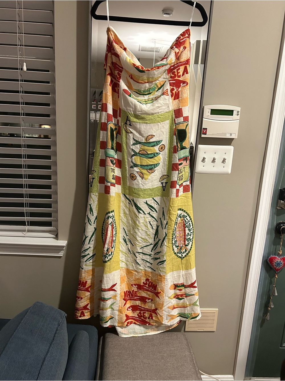 Paper Heart "La Dolce Vita" Sardine & Postcard Print Strapless Maxi Dress XL
